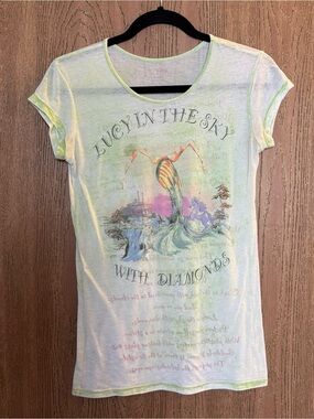 The Beatles “Lucy in the Sky with Diamonds” Sheer Baby Tee Boutique Graphic Top